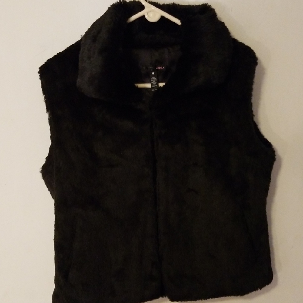 Faux Fur Vest aqua black size Large